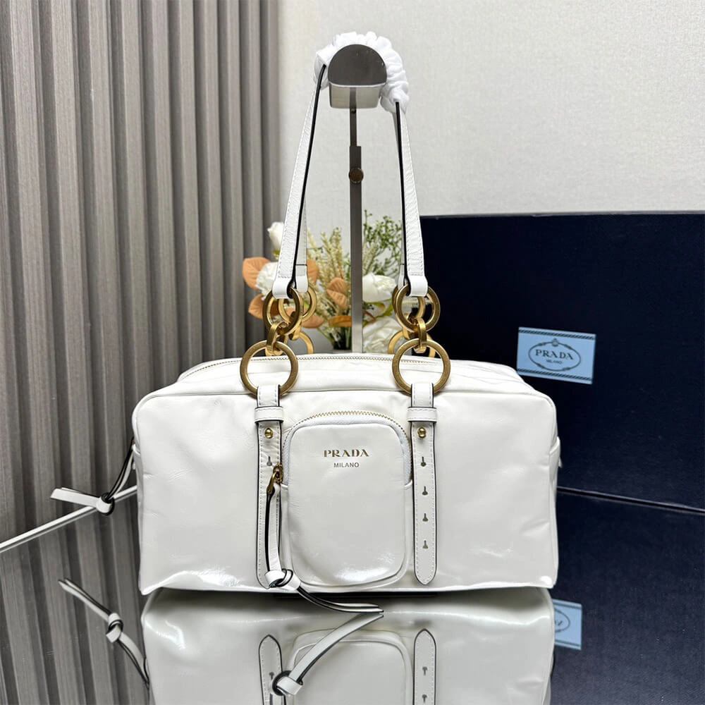ZipUp Prada Dangle medium leather top-handle bag(HIGH-END GRADE) 3041