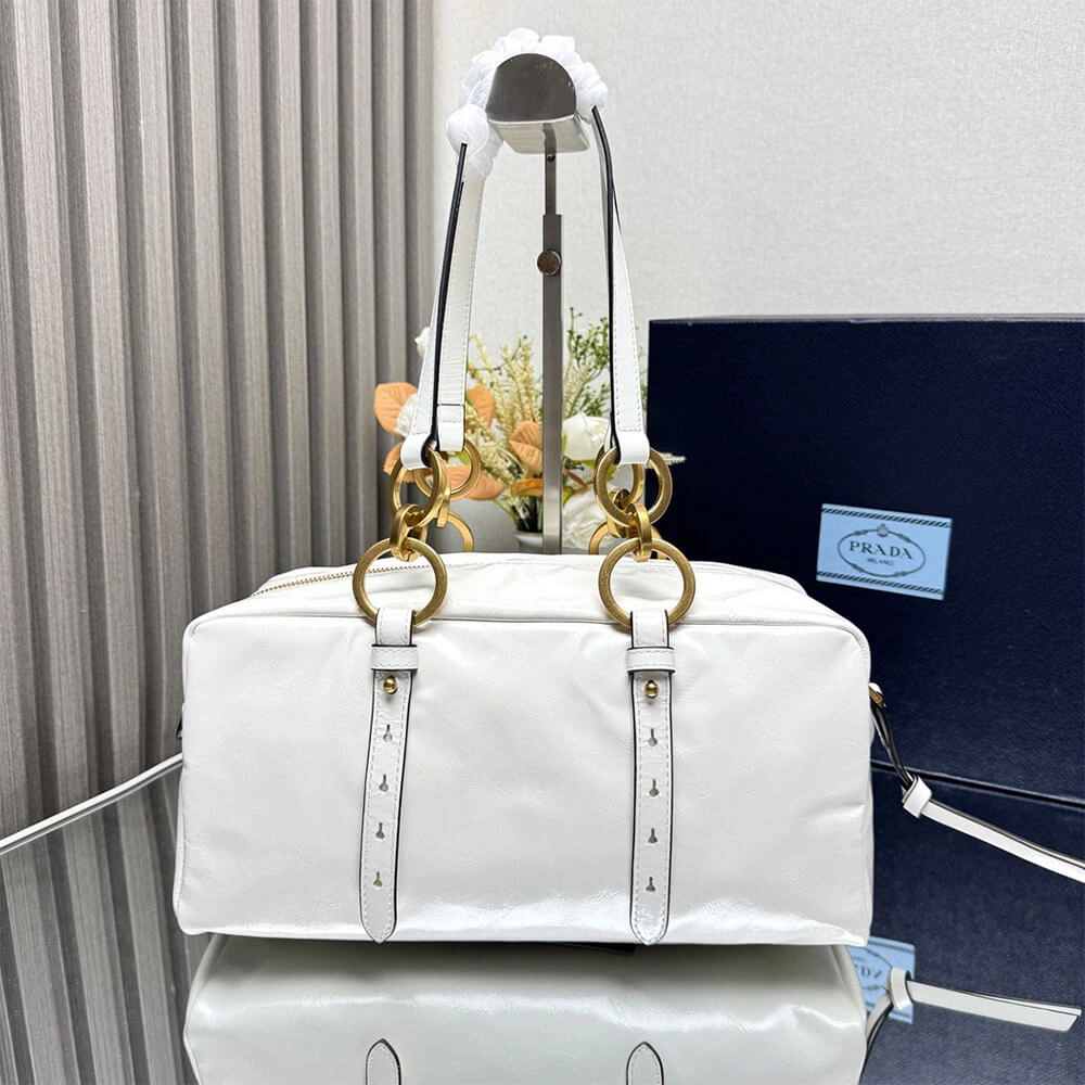 ZipUp Prada Dangle medium leather top-handle bag(HIGH-END GRADE) 3041