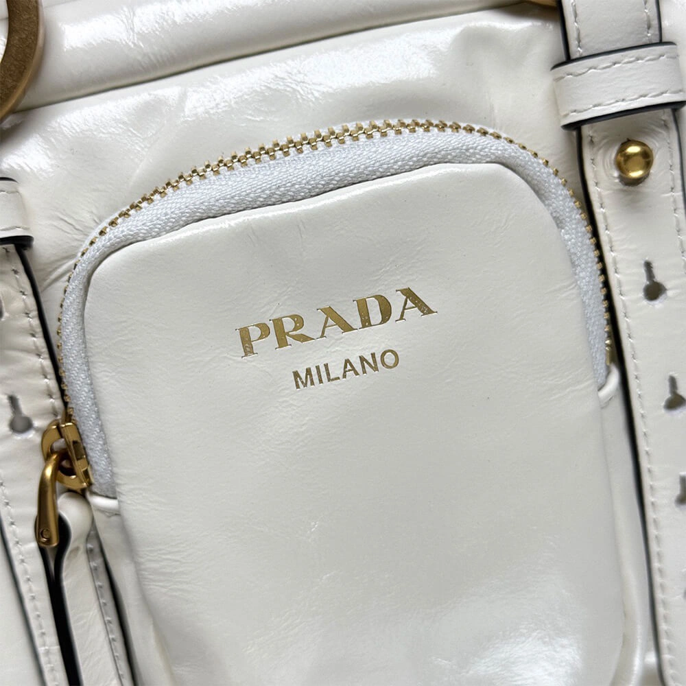 ZipUp Prada Dangle medium leather top-handle bag(HIGH-END GRADE) 3041