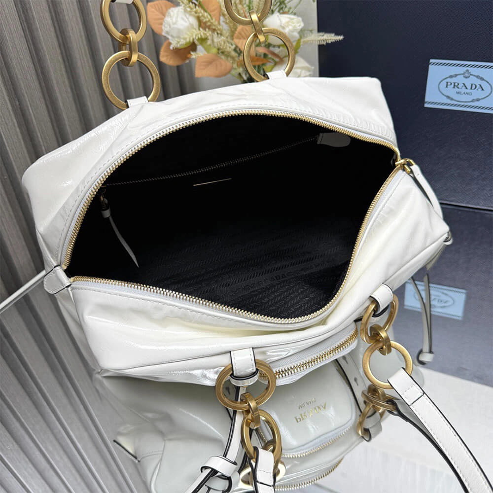 ZipUp Prada Dangle medium leather top-handle bag(HIGH-END GRADE) 3041