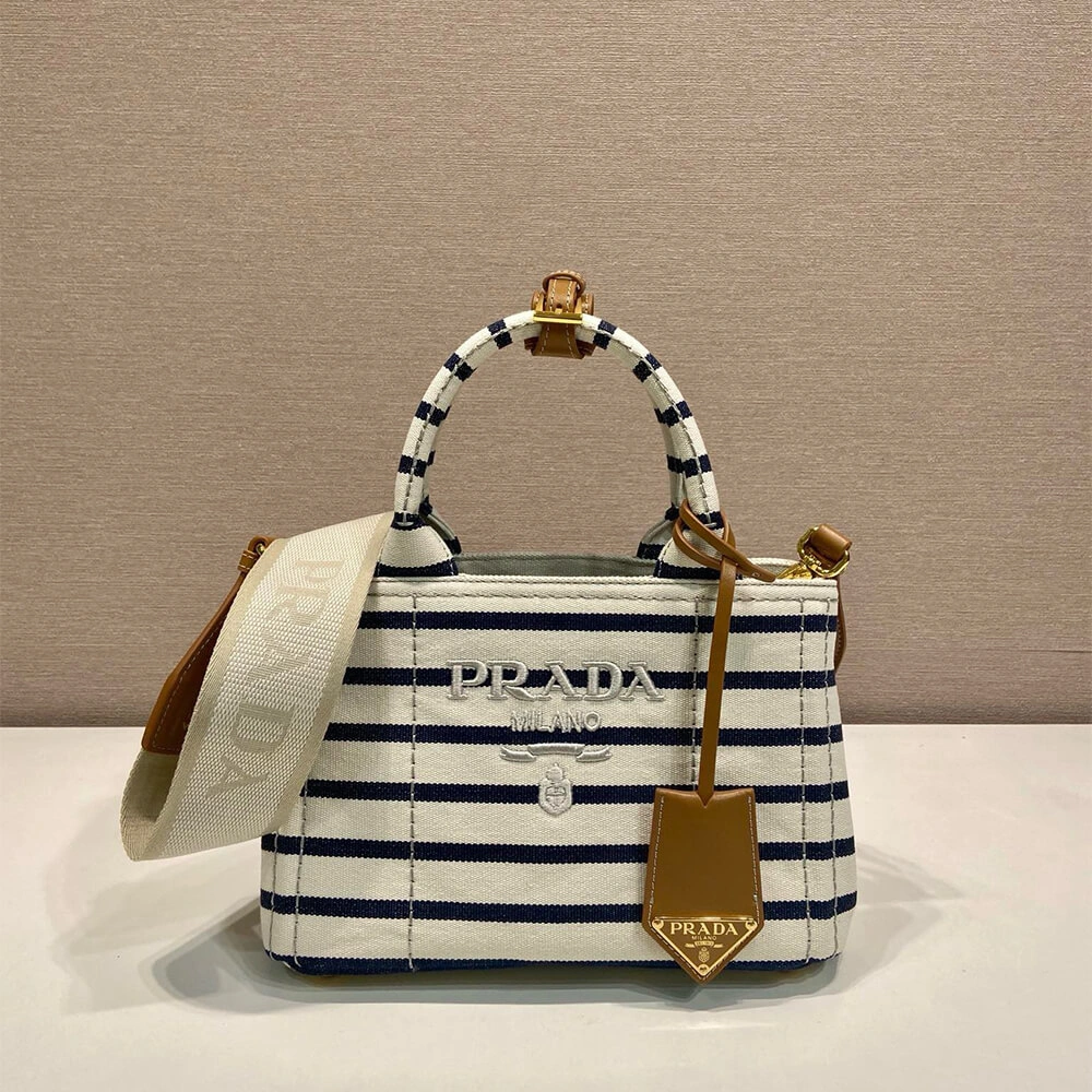Prada Jardinière striped cotton canvas mini-bag Affordable 2936