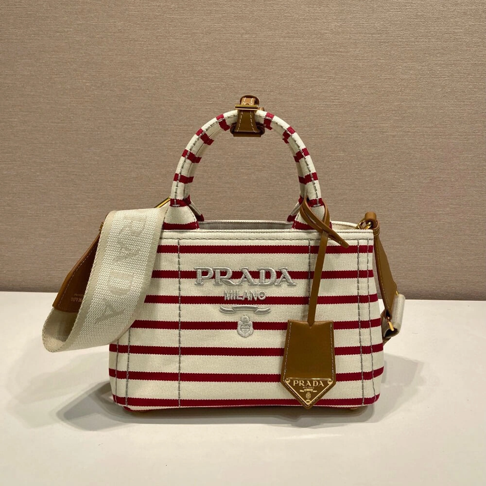 Prada Jardinière striped cotton canvas mini-bag Reliable 2902