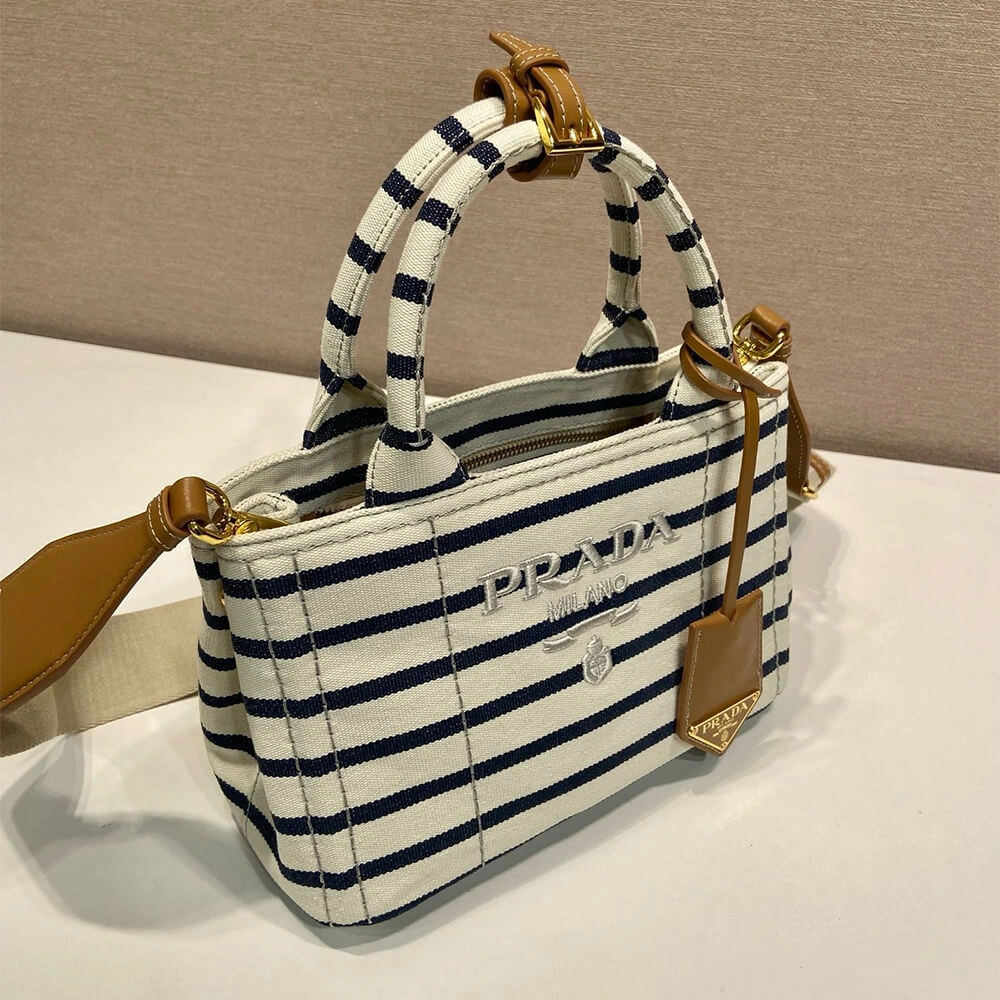 Prada Jardinière striped cotton canvas mini-bag Affordable 2936