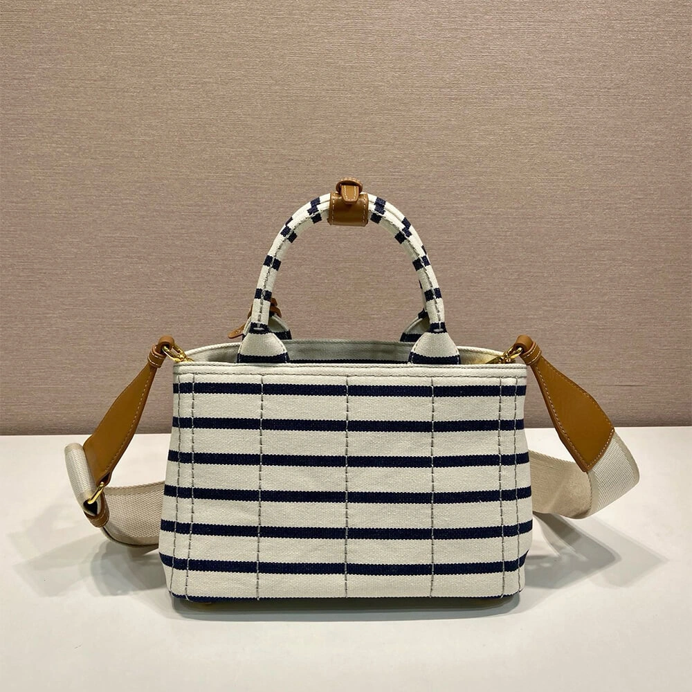 Prada Jardinière striped cotton canvas mini-bag Affordable 2936