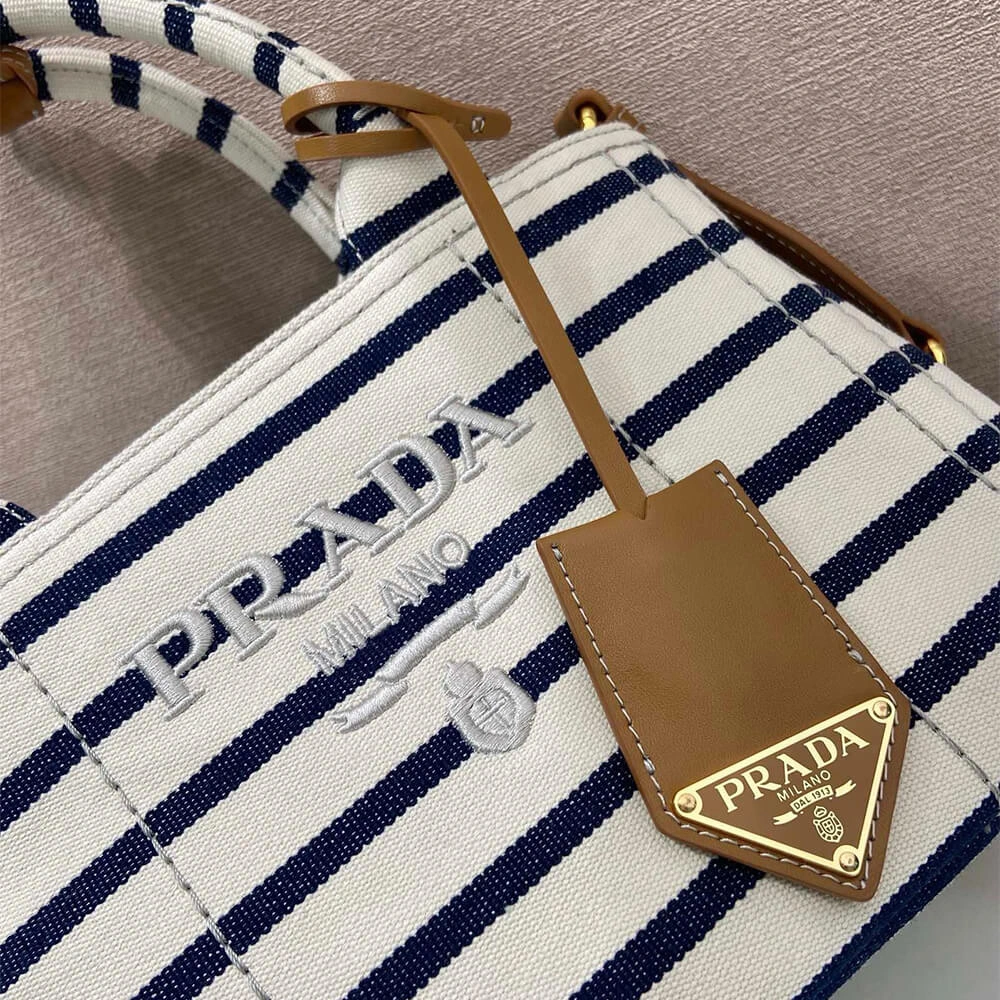 Prada Jardinière striped cotton canvas mini-bag Affordable 2936
