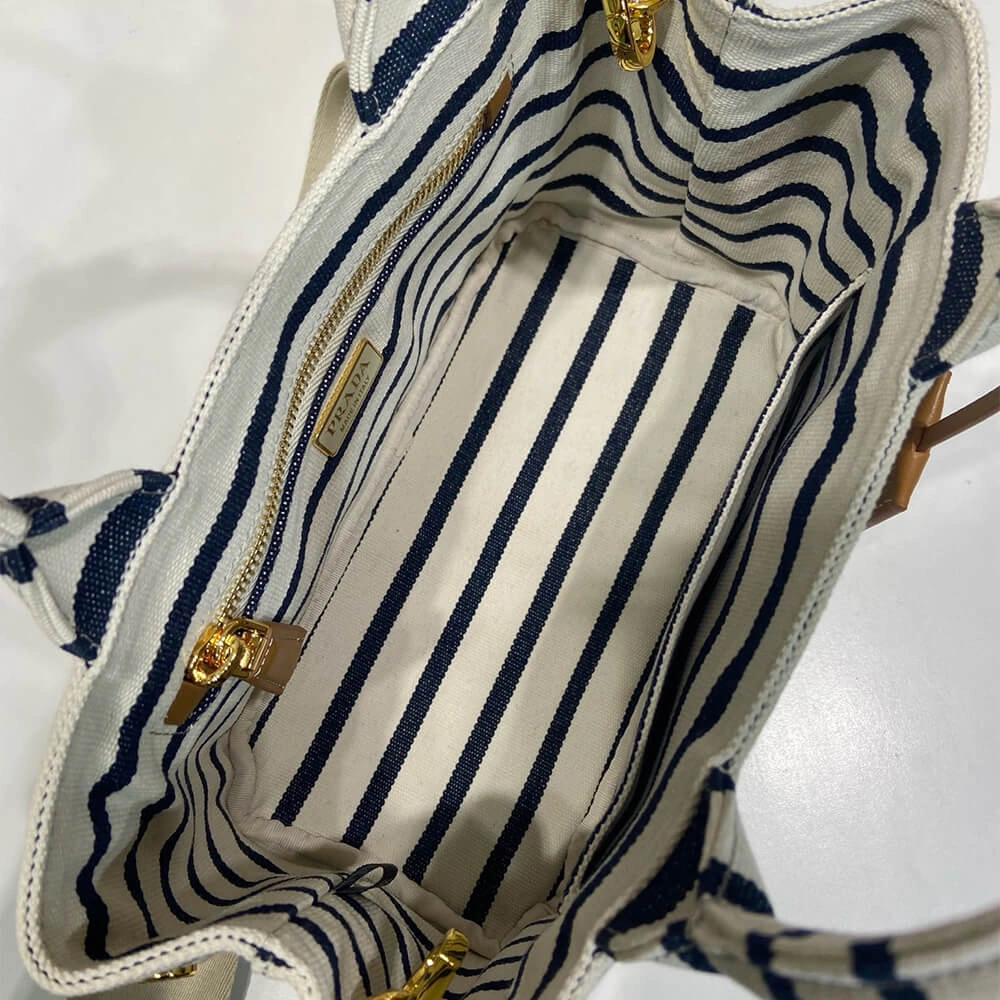 Prada Jardinière striped cotton canvas mini-bag Affordable 2936