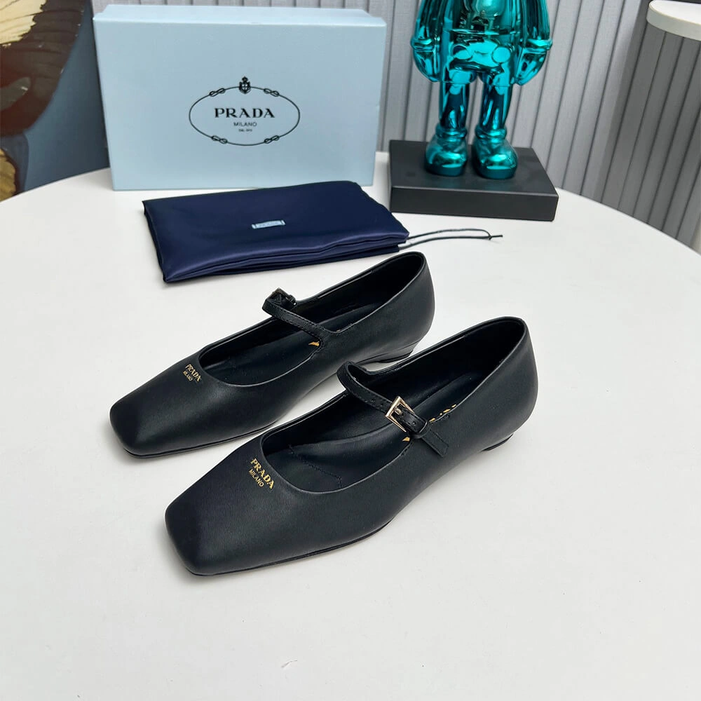 Prada Leather Mary Jane Ballerinas Affordable 3457