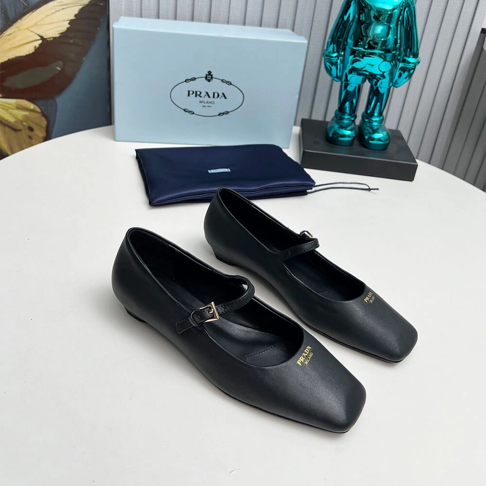Prada Leather Mary Jane Ballerinas Affordable 3457