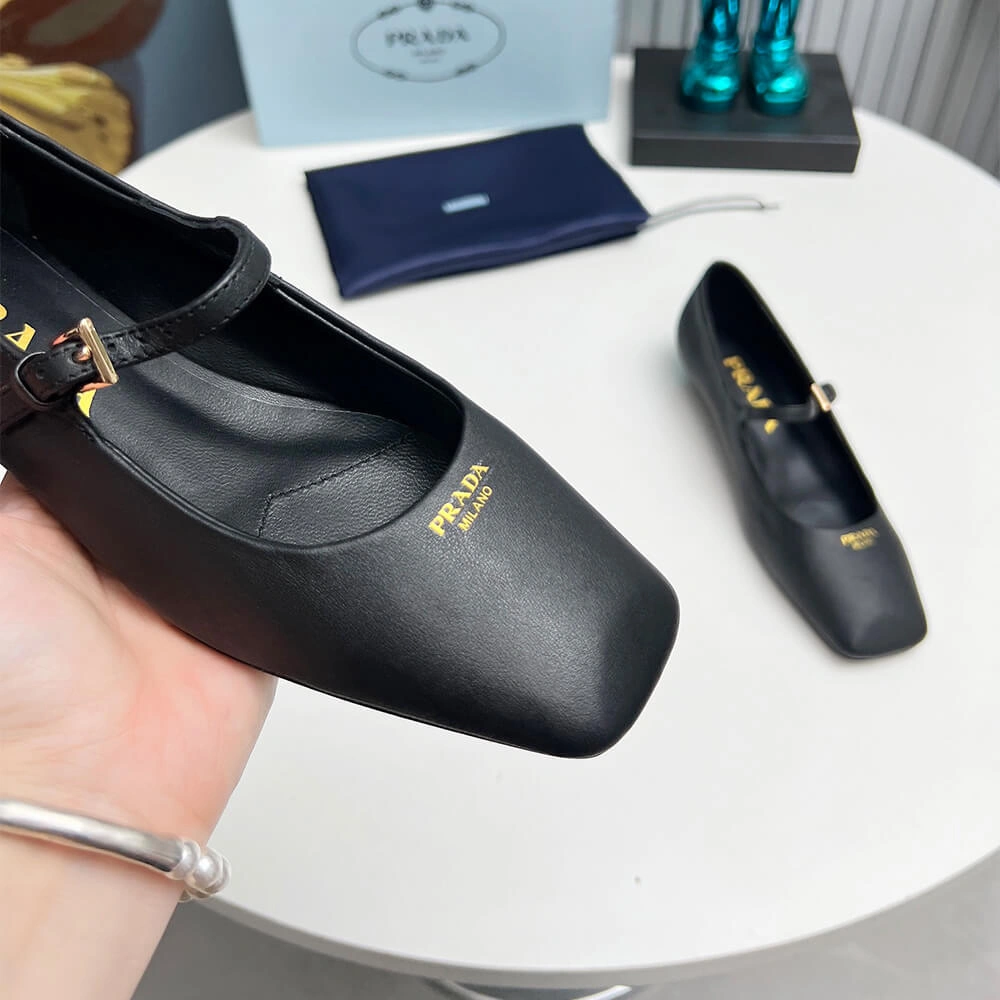 Prada Leather Mary Jane Ballerinas Affordable 3457