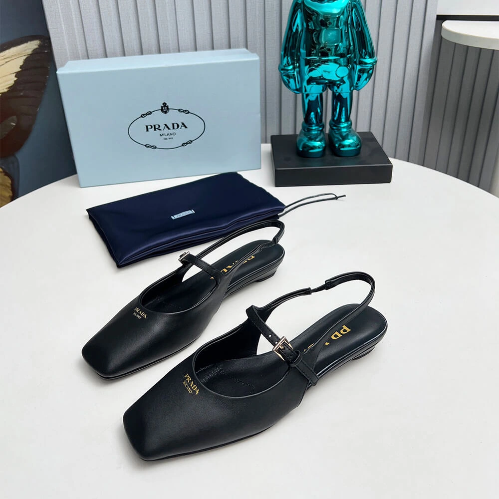 Prada Leather Slingback Ballerinas Bright 3475