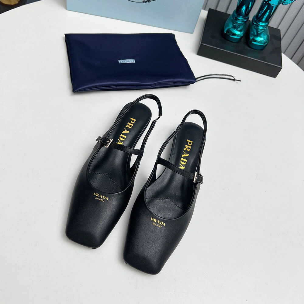 Prada Leather Slingback Ballerinas Bright 3475