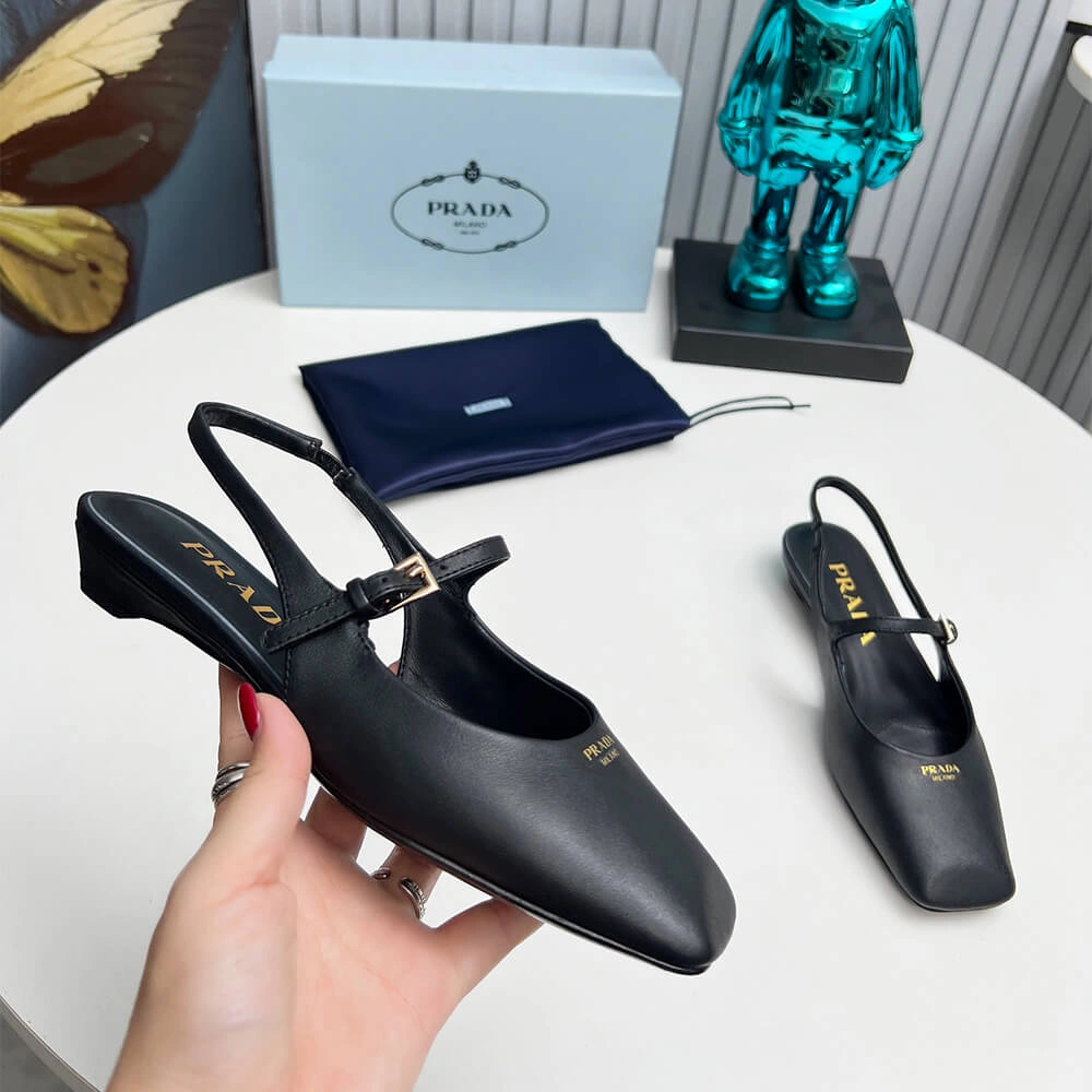 Prada Leather Slingback Ballerinas Bright 3475
