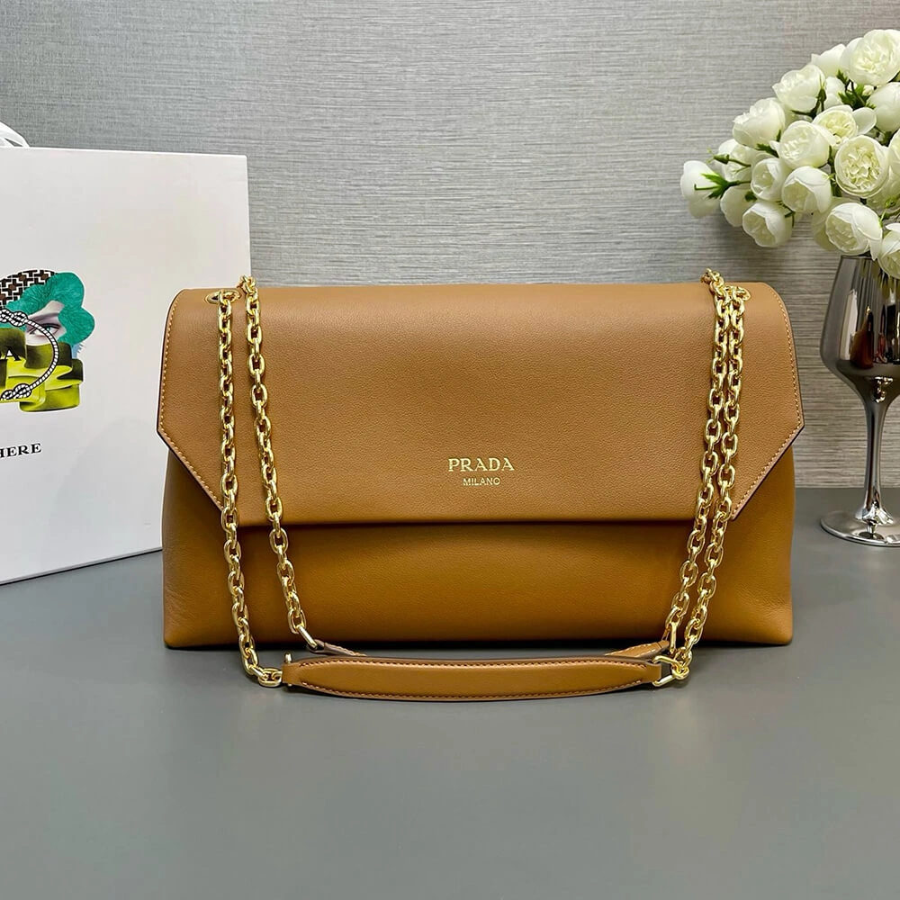 Prada Medium leather shoulder bag (HIGH-END GRADE) Youthful 2906