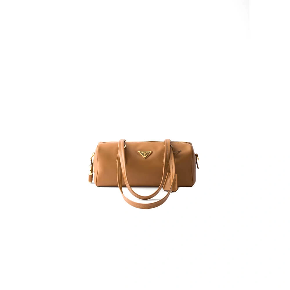 Prada Medium leather top-handle bag with padlock(high-end grade) Comfortable 3033