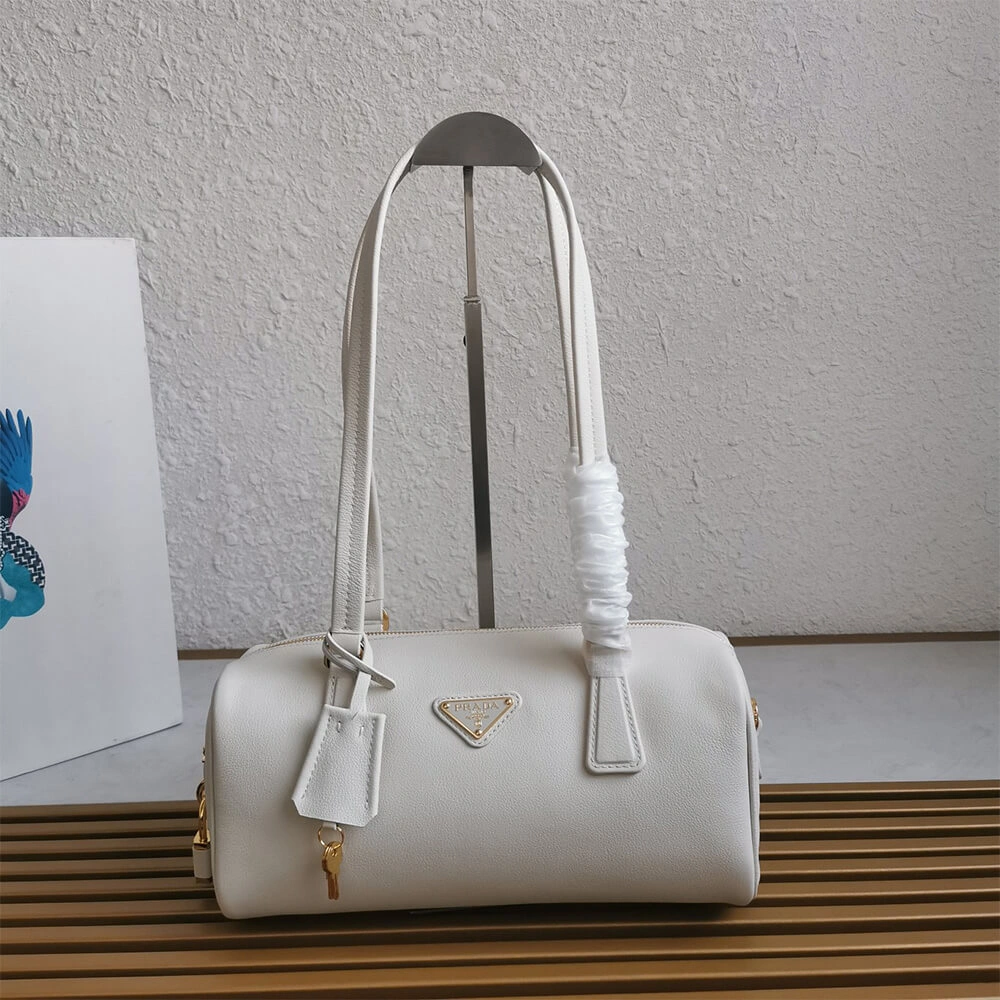 AllSeason Prada Medium leather top-handle bag with padlock(high-end grade) 3042