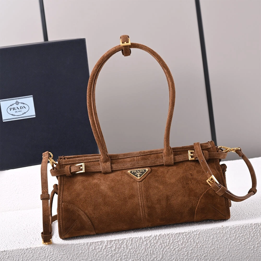 Prada Medium suede handbag(high-end grade) Practical 2976