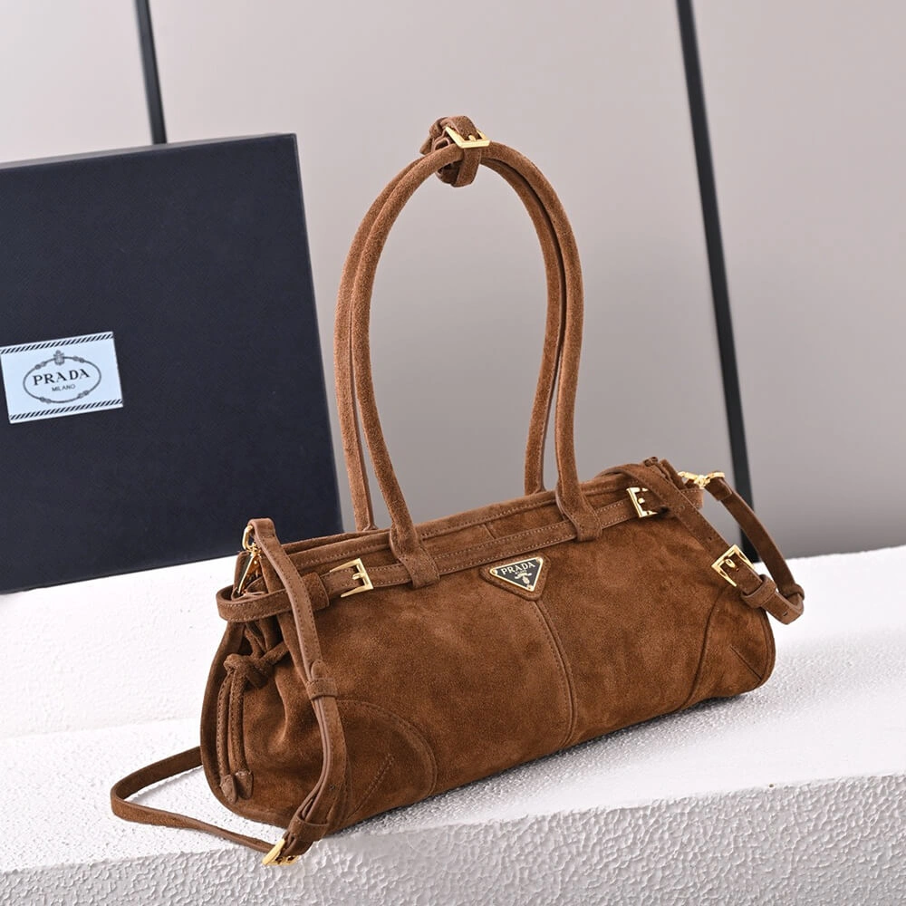 Prada Medium suede handbag(high-end grade) Practical 2976