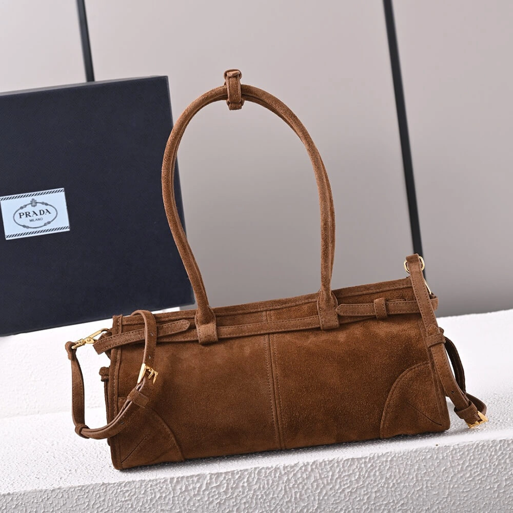 Prada Medium suede handbag(high-end grade) Practical 2976