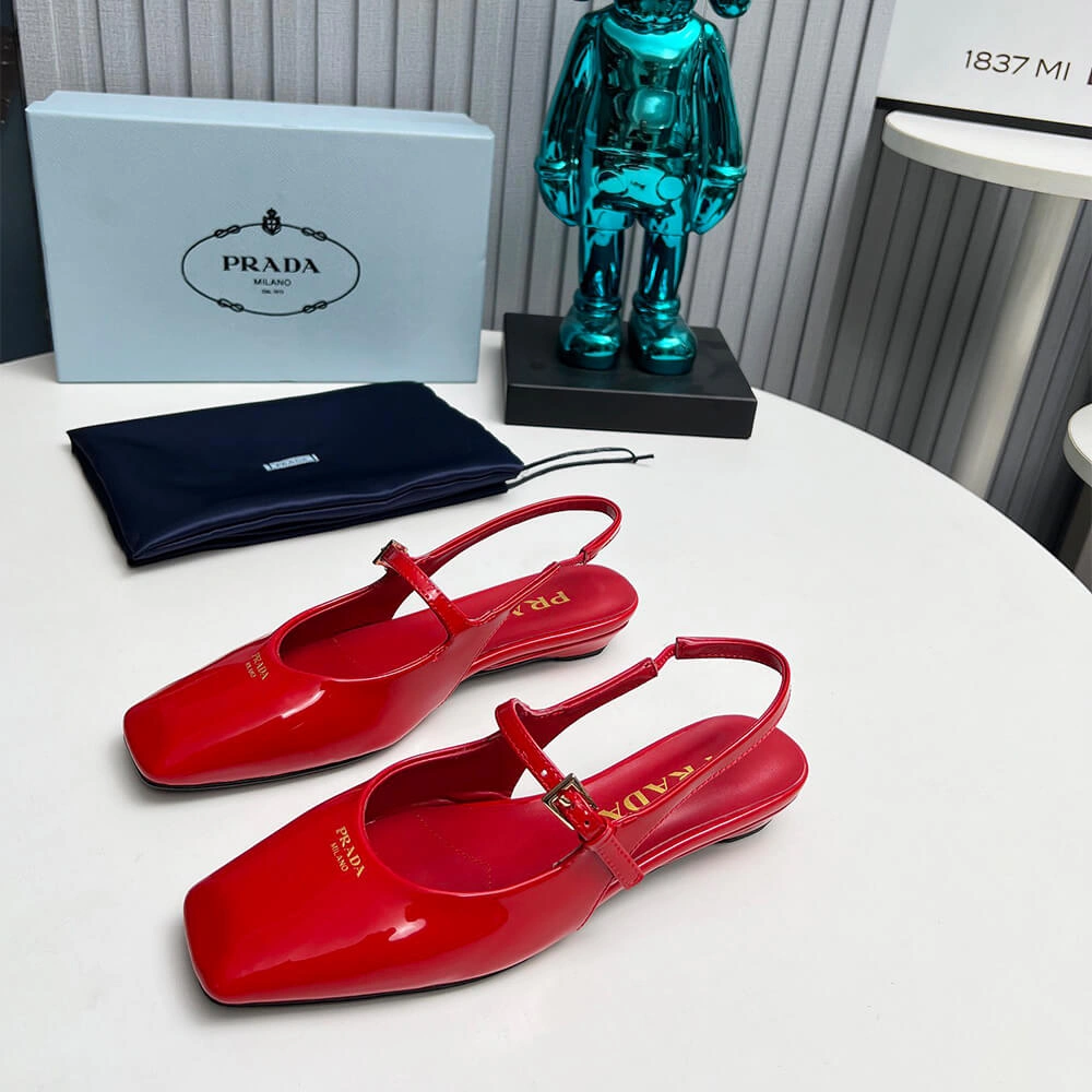 Timeless Prada Patent Leather Slingback Ballerinas 3484