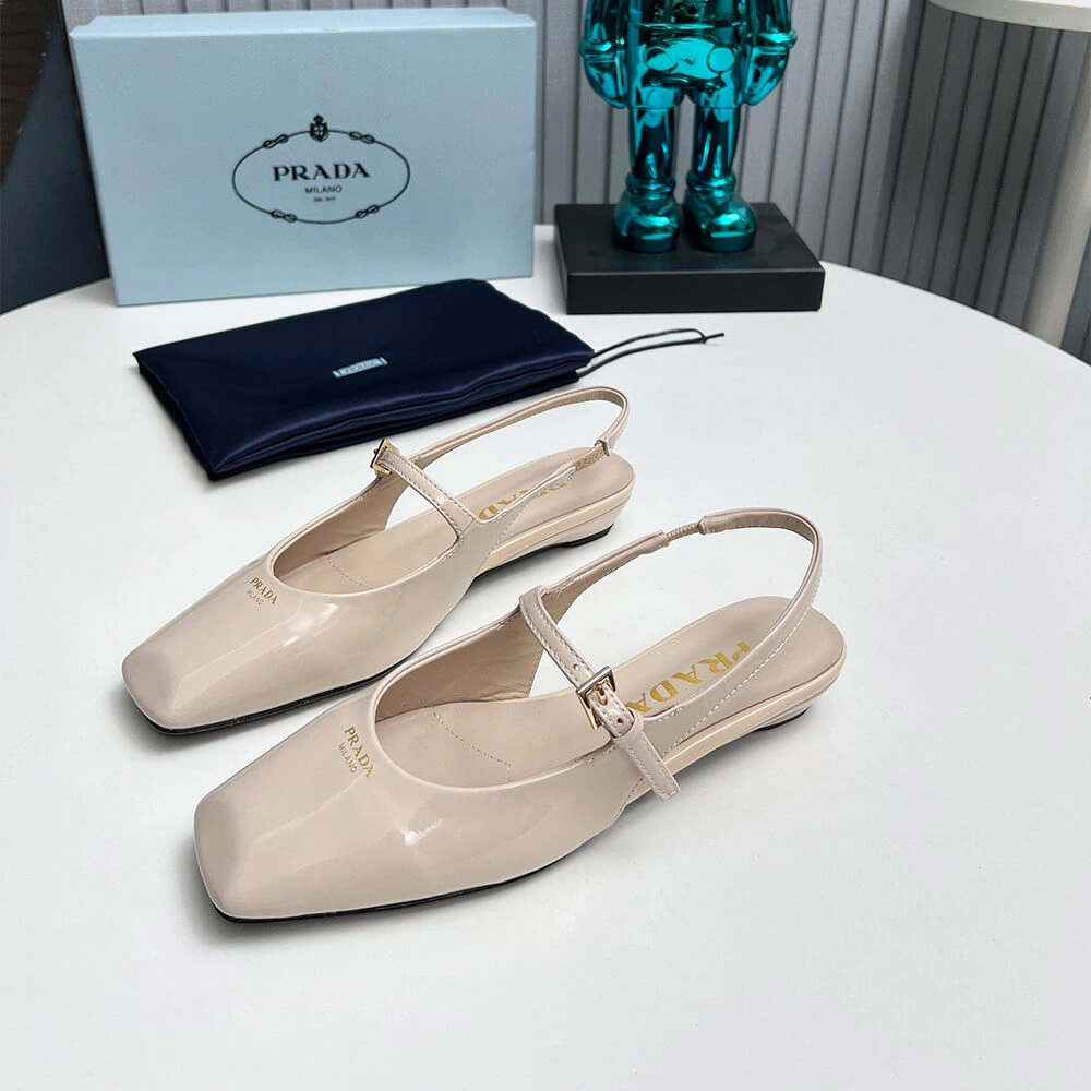 Prada Patent Leather Slingback Ballerinas Snug 3478