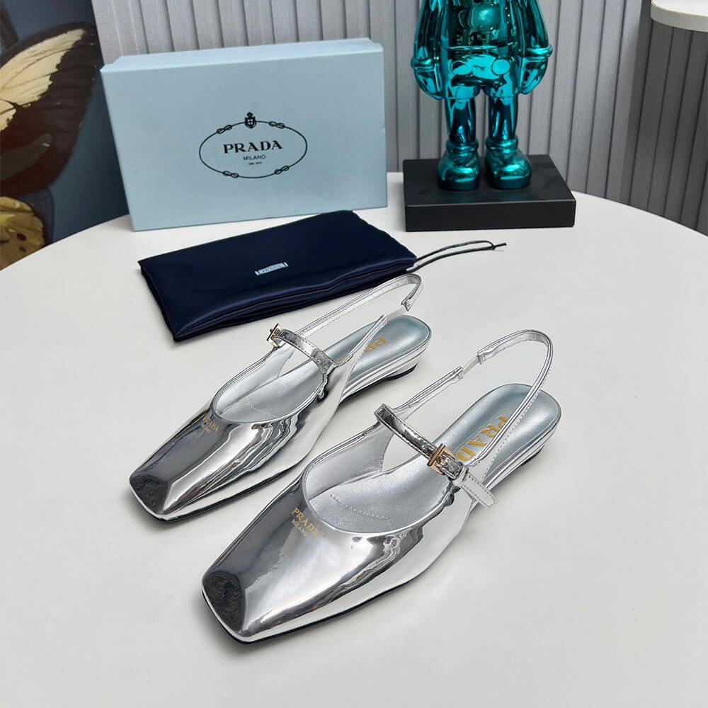 Prada Patent Leather Slingback Ballerinas Unique 3456