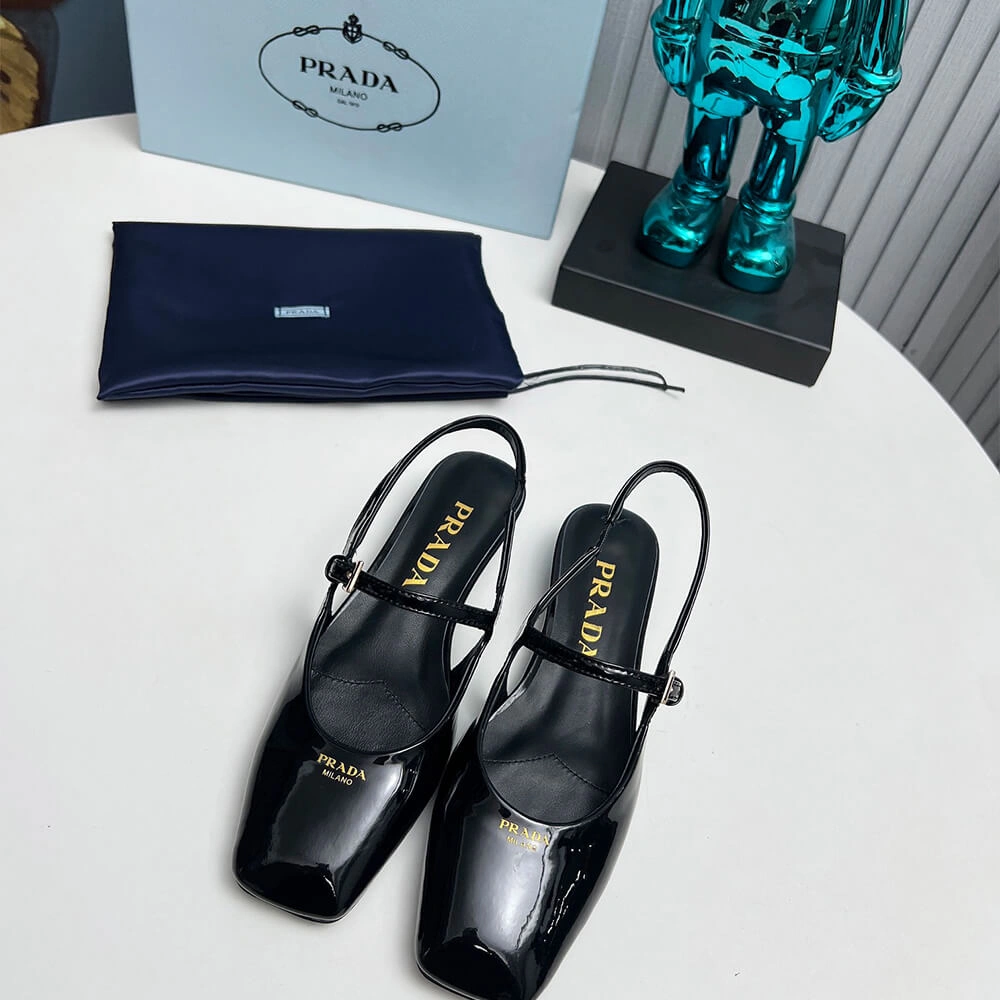 Prada Patent Leather Slingback Ballerinas Practical 3449
