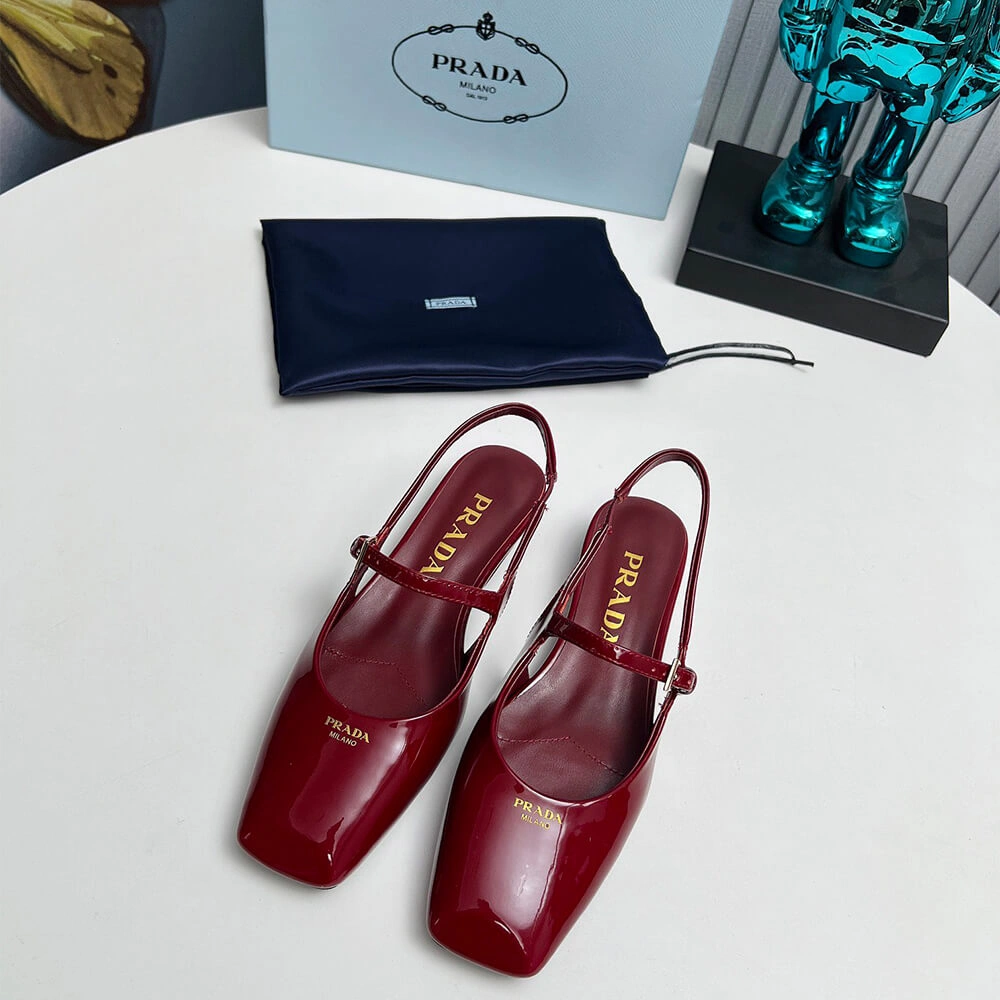 Comfortable Prada Patent Leather Slingback Ballerinas 3455