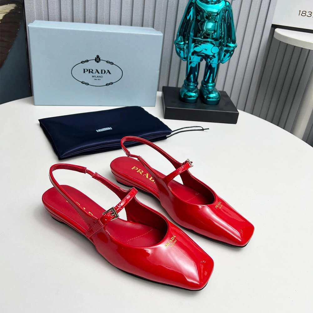 Timeless Prada Patent Leather Slingback Ballerinas 3484