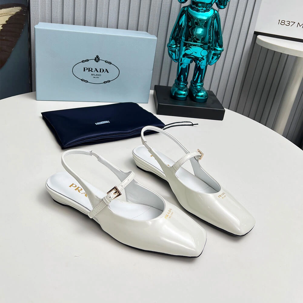 Functional Prada Patent Leather Slingback Ballerinas 3482