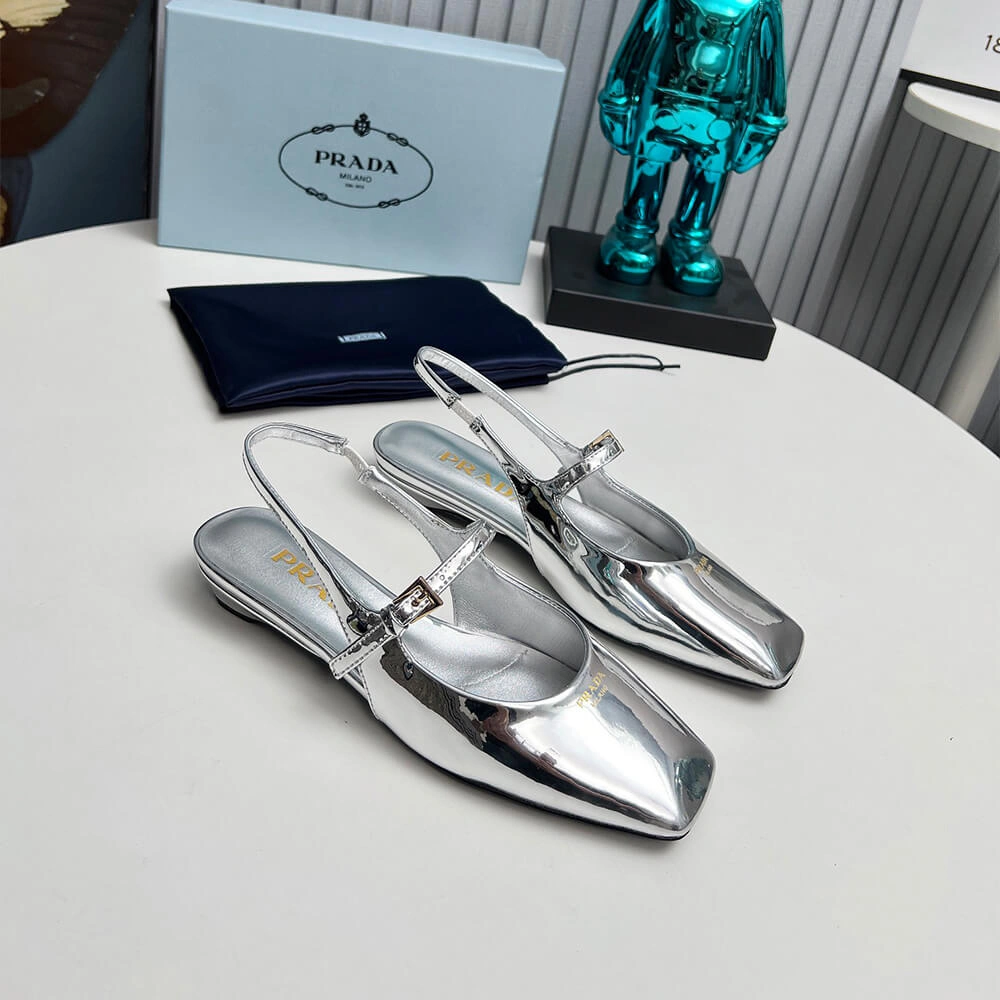 Prada Patent Leather Slingback Ballerinas Unique 3456
