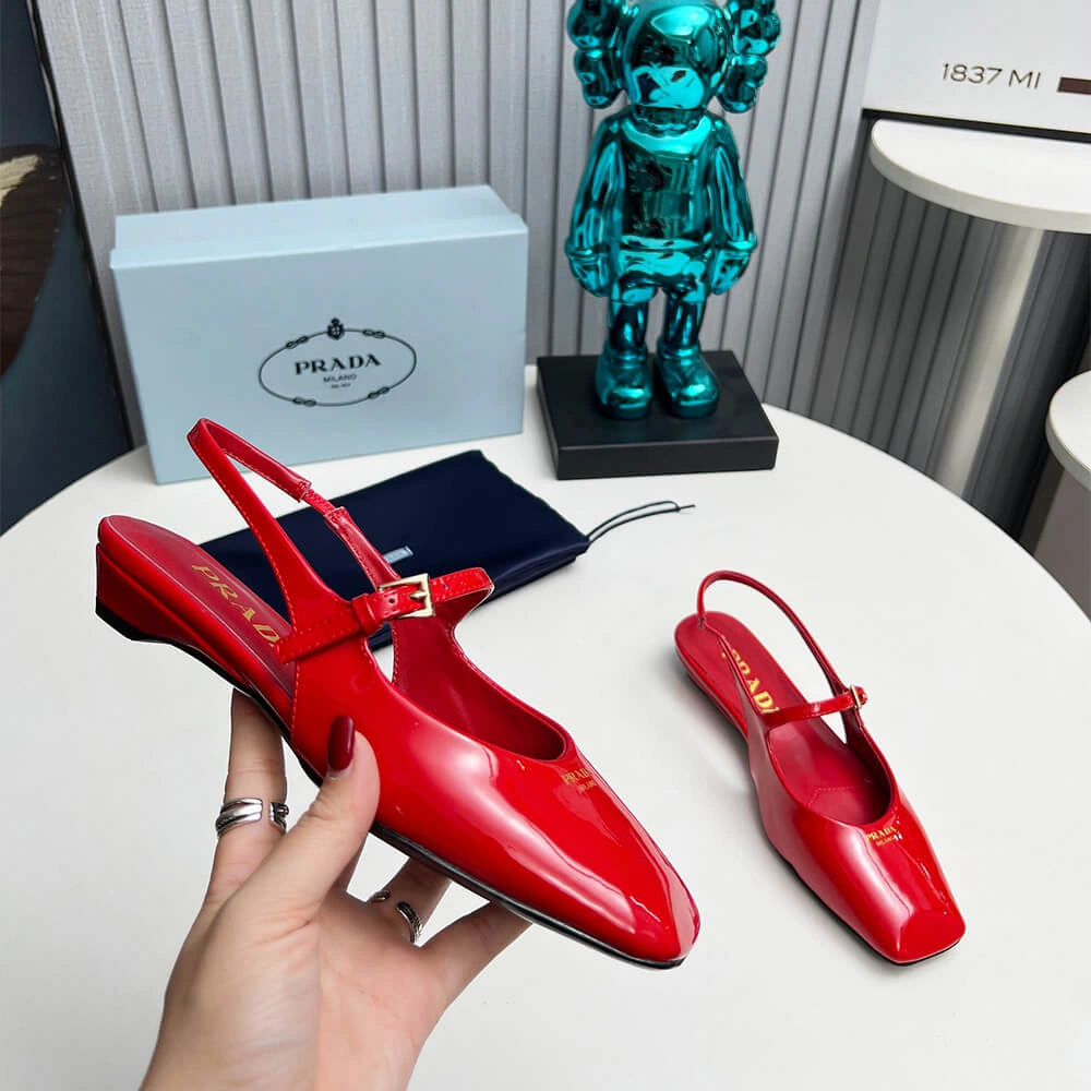 Timeless Prada Patent Leather Slingback Ballerinas 3484