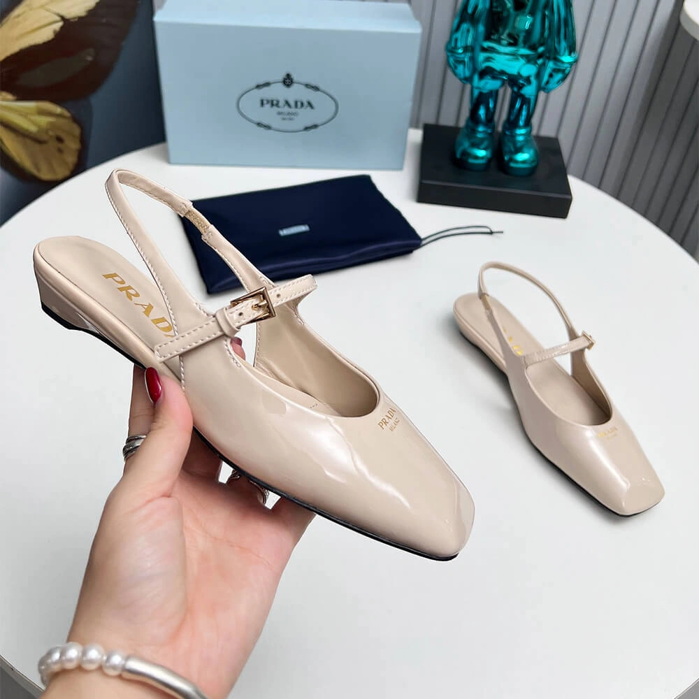 Prada Patent Leather Slingback Ballerinas Snug 3478