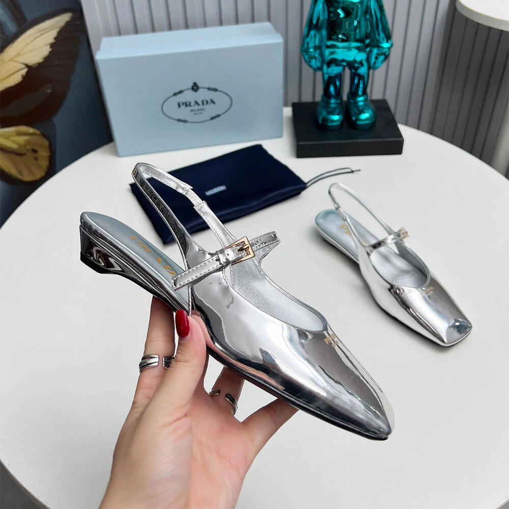 Prada Patent Leather Slingback Ballerinas Unique 3456