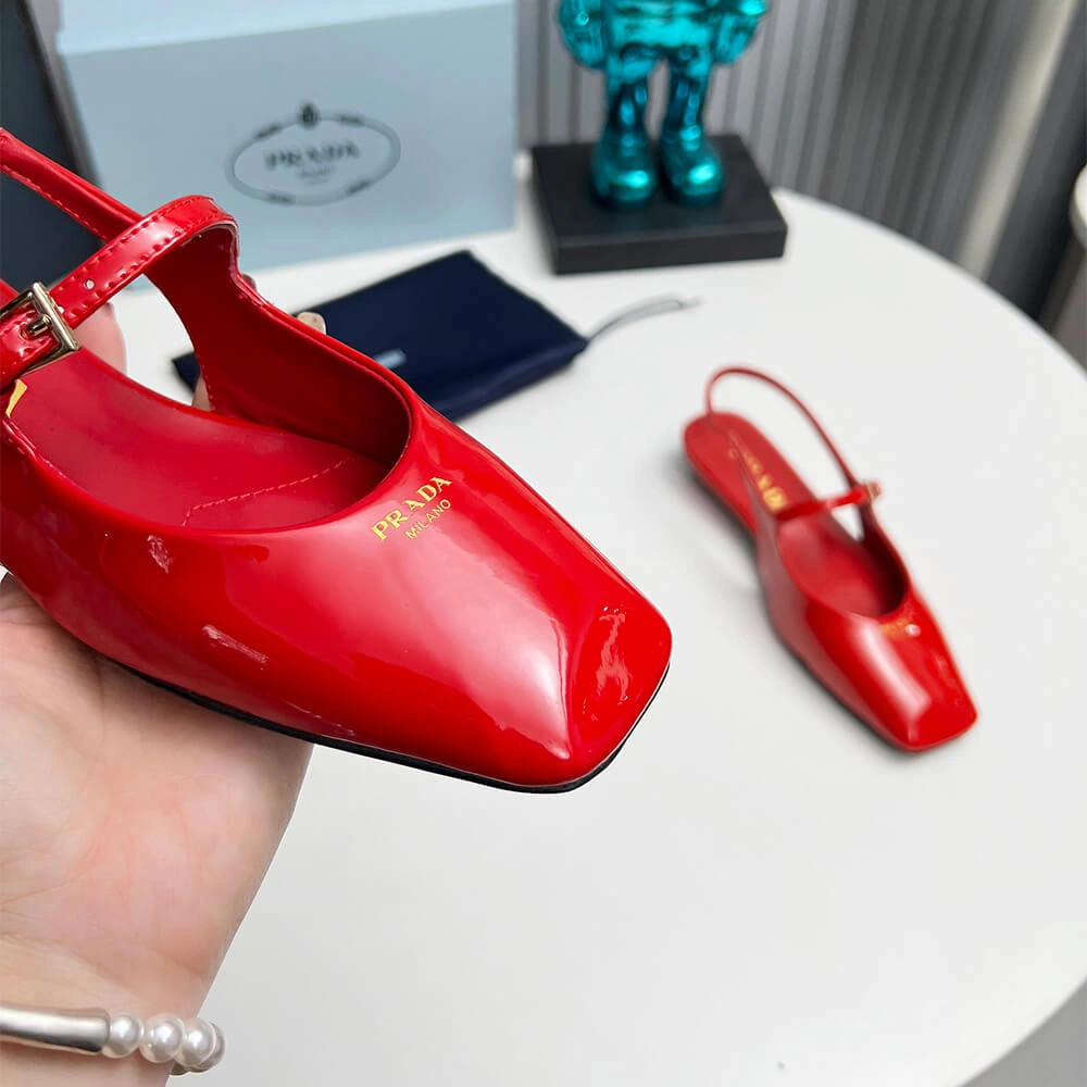 Timeless Prada Patent Leather Slingback Ballerinas 3484