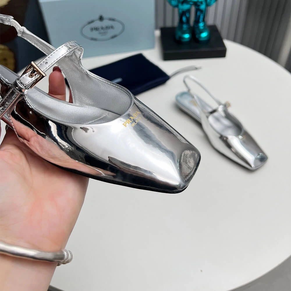 Prada Patent Leather Slingback Ballerinas Unique 3456