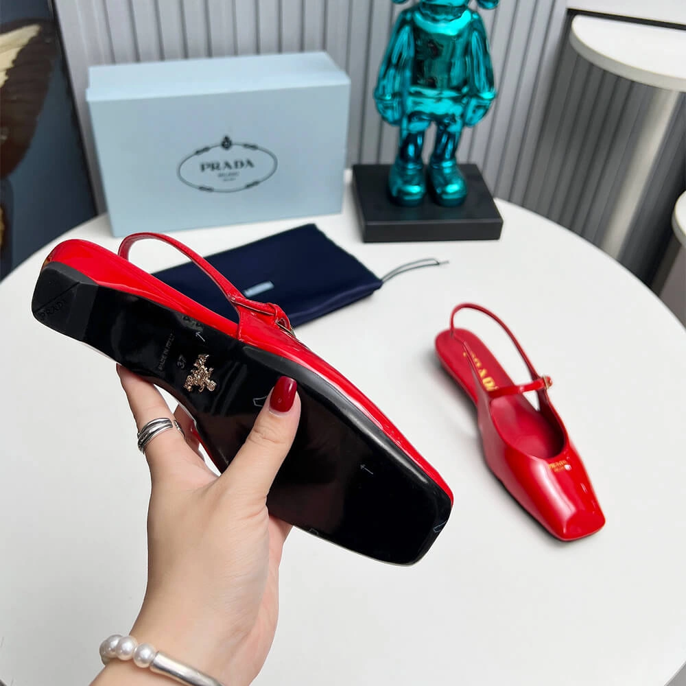 Timeless Prada Patent Leather Slingback Ballerinas 3484