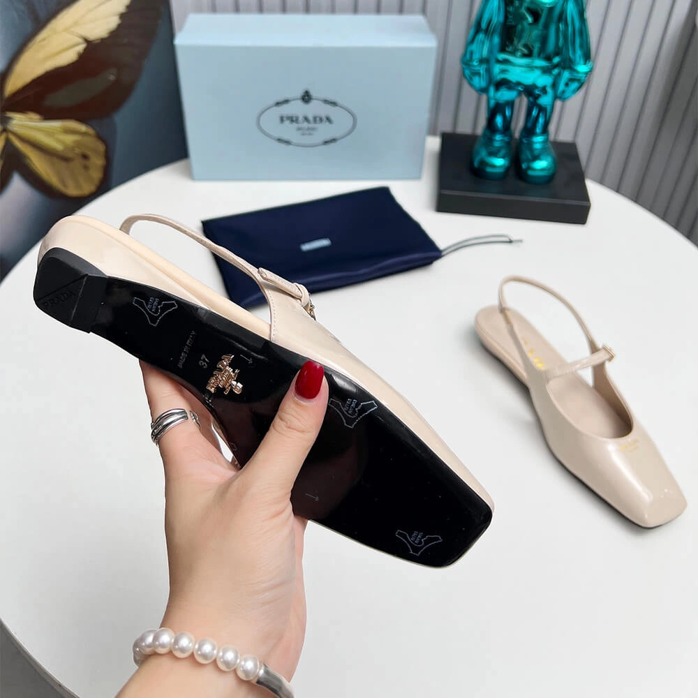 Prada Patent Leather Slingback Ballerinas Snug 3478