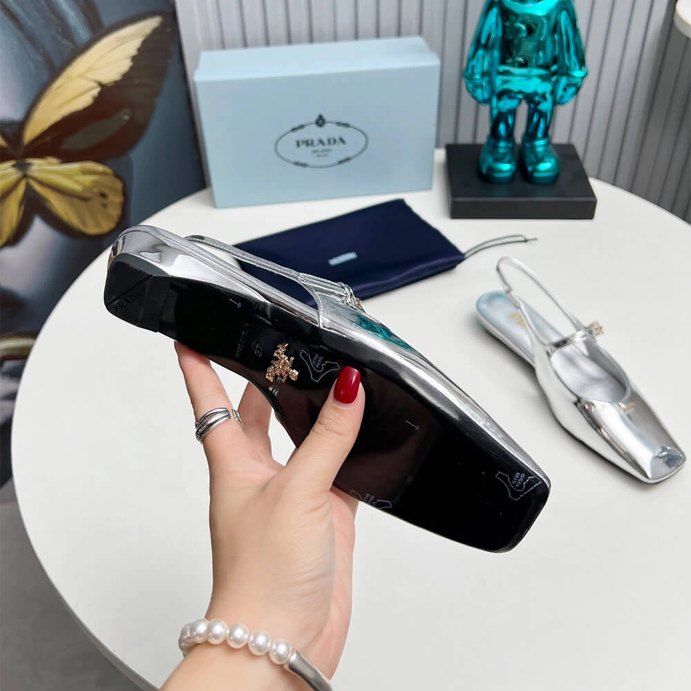 Prada Patent Leather Slingback Ballerinas Unique 3456