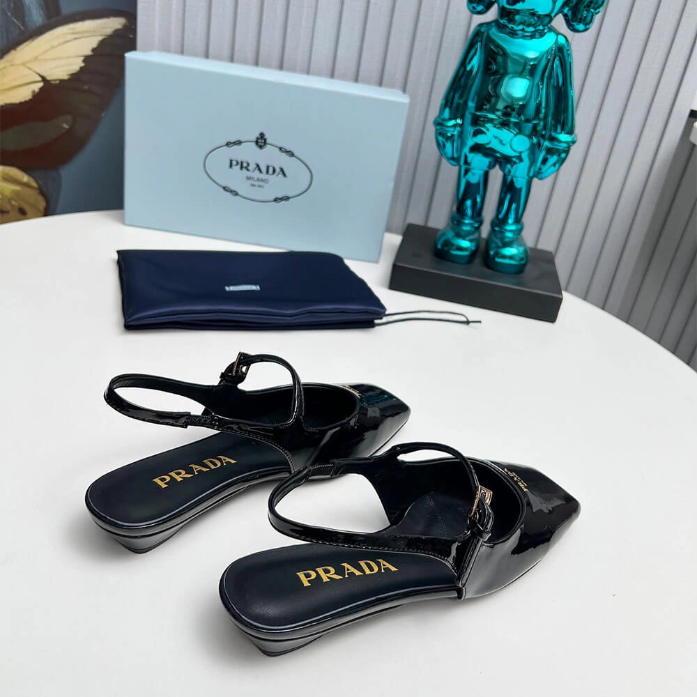 Prada Patent Leather Slingback Ballerinas Practical 3449