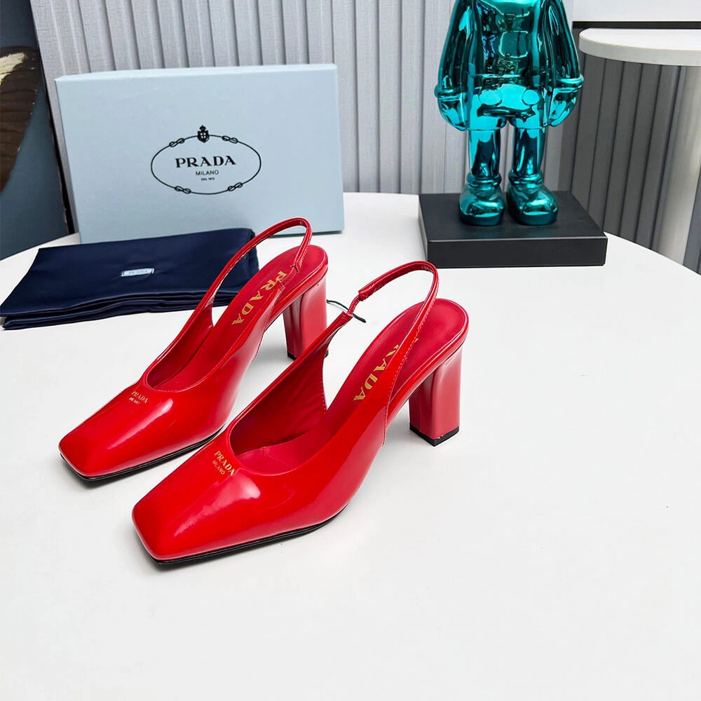 WaterResistant Prada Patent Leather Slingback Pumps 85 mm 3474