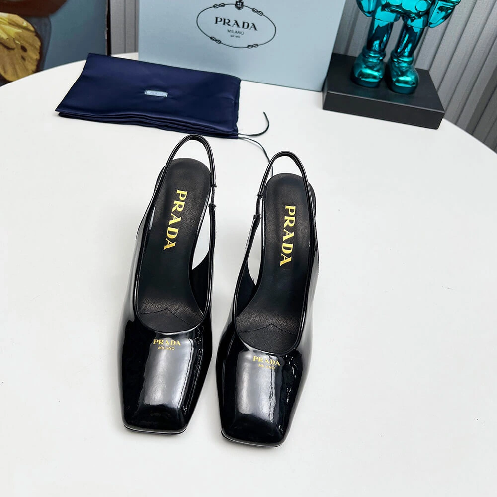 Prada Patent Leather Slingback Pumps 85 mm Stylish 3450