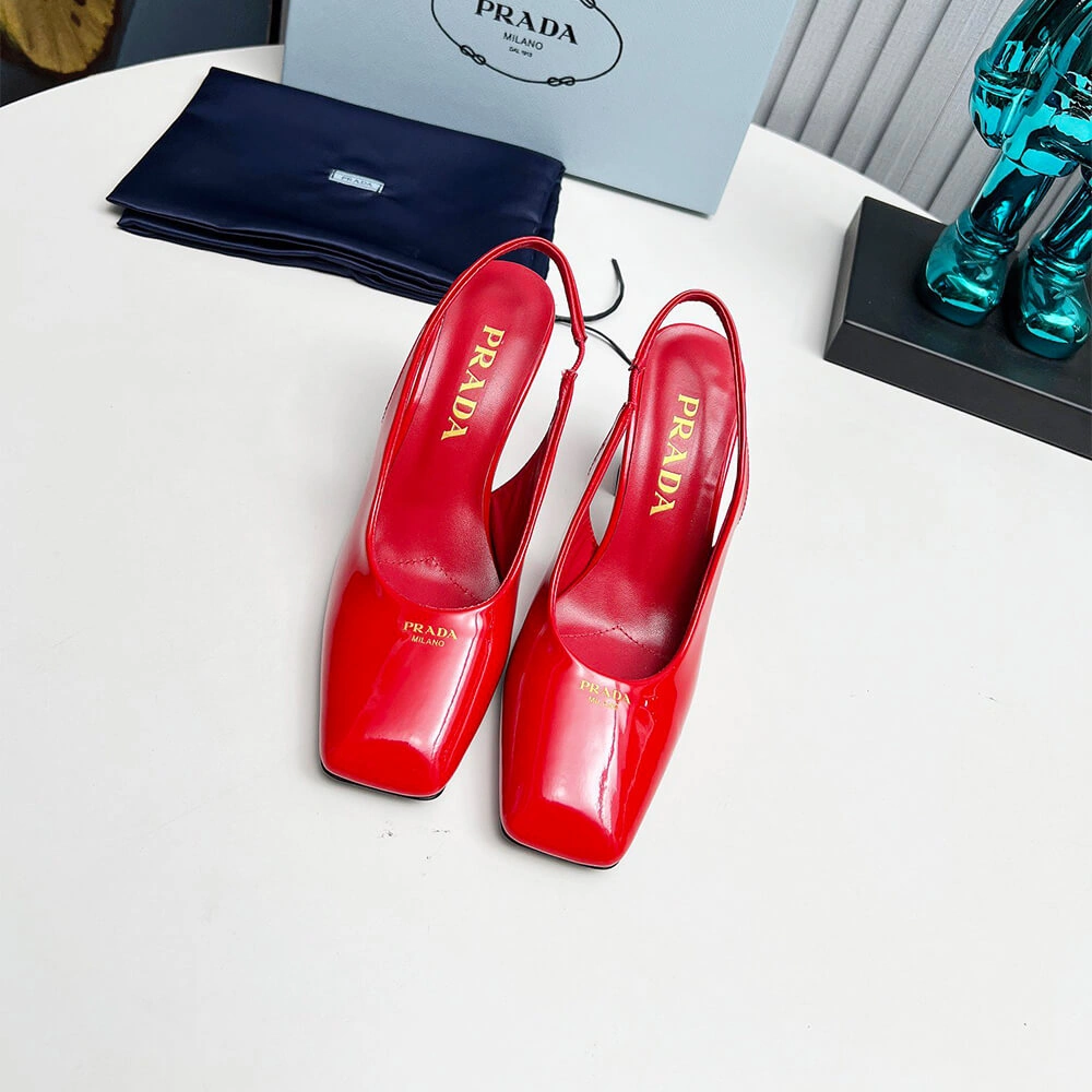 WaterResistant Prada Patent Leather Slingback Pumps 85 mm 3474
