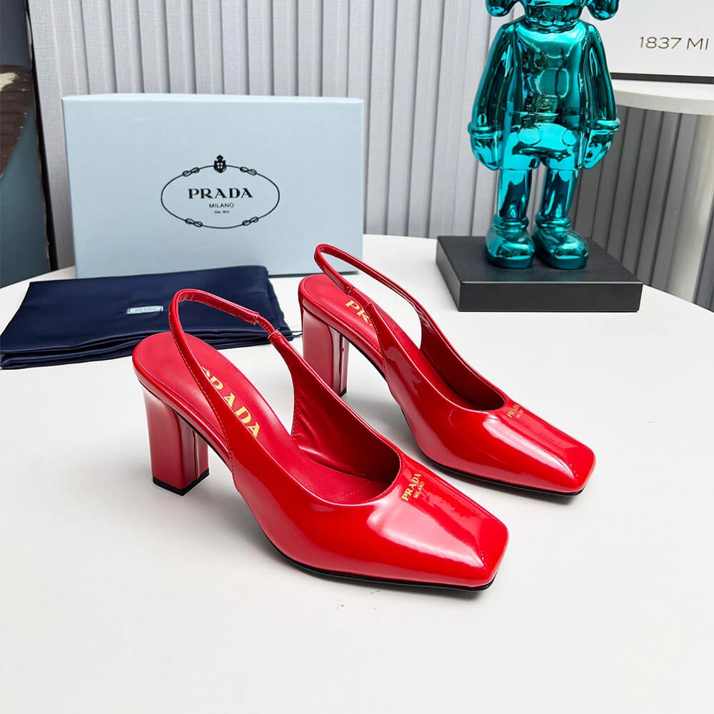 WaterResistant Prada Patent Leather Slingback Pumps 85 mm 3474