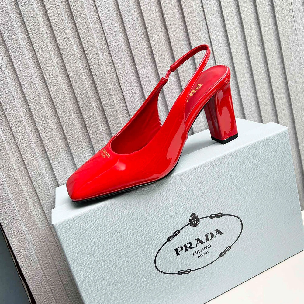 WaterResistant Prada Patent Leather Slingback Pumps 85 mm 3474