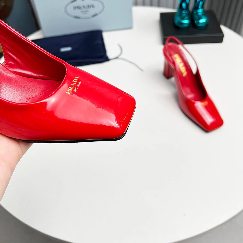 WaterResistant Prada Patent Leather Slingback Pumps 85 mm 3474