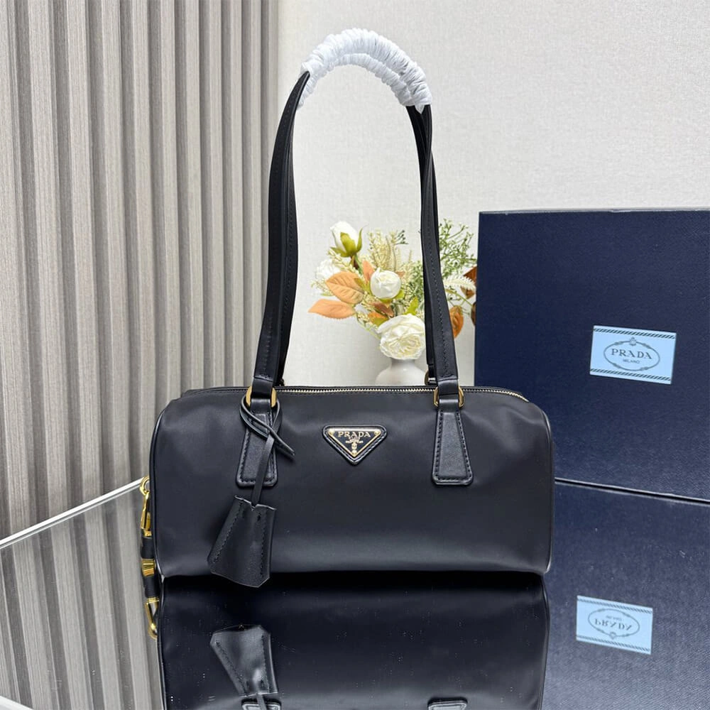 MoistureWicking Prada Re-Nylon and leather medium top-handle bag with padlock(high-end grade) 3032