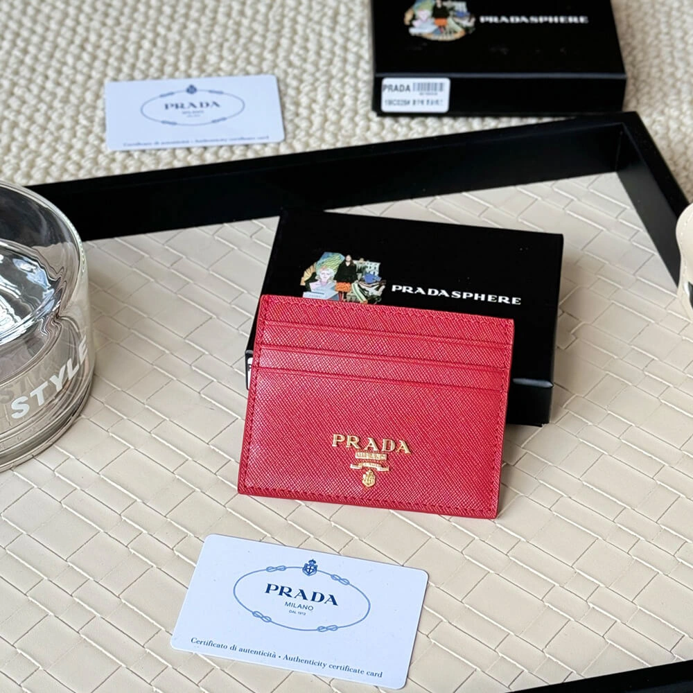 Prada Saffiano Leather Card Holder Popular 3044