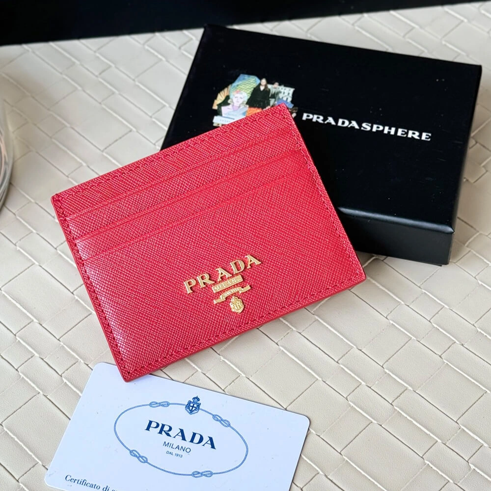 Prada Saffiano Leather Card Holder Popular 3044