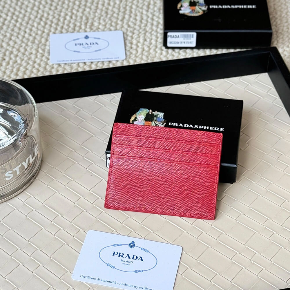 Prada Saffiano Leather Card Holder Popular 3044