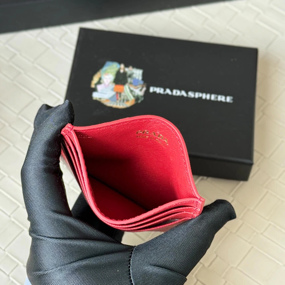Prada Saffiano Leather Card Holder Popular 3044